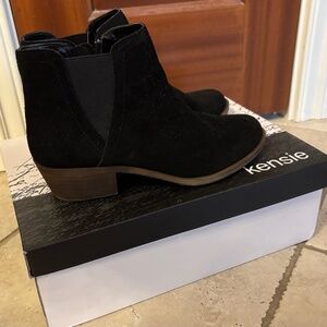 Kensie short suede black women's ankle boot